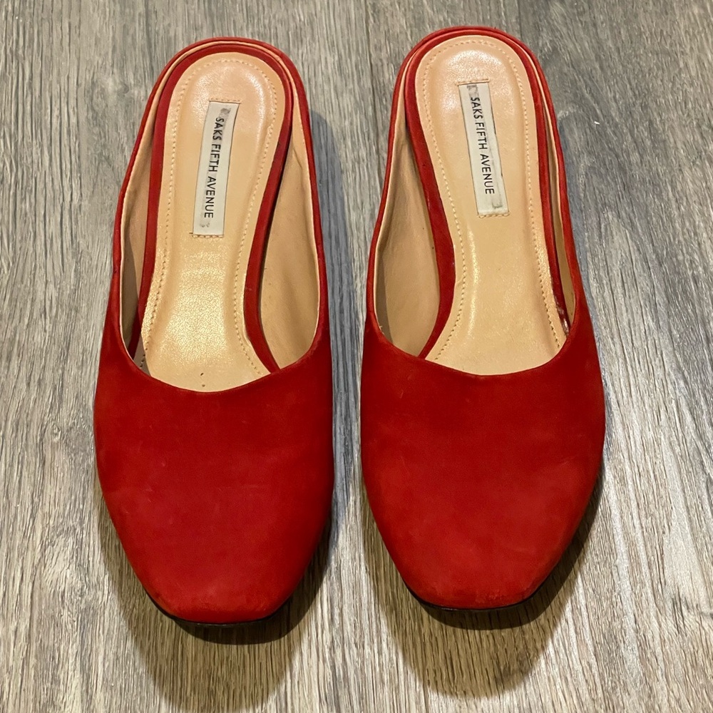 Saks Fifth Avenue Bold Red Mules